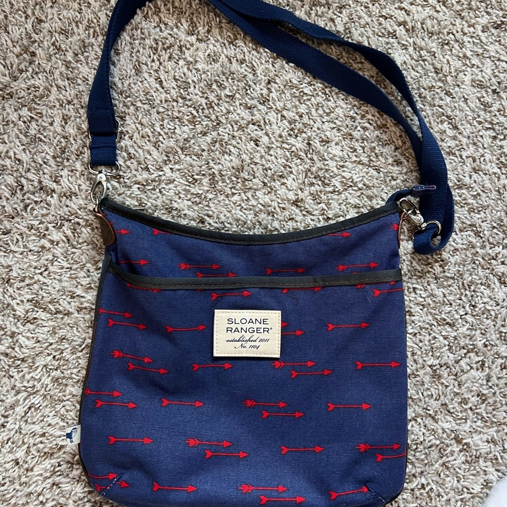Sloane Ranger Navy and Red Arrow Crossbody Bag